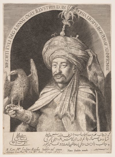 Mechti Kuli Beg (Mehdi Quli Beg), Persian suurlähettiläs Prahassa. tekijältä Aegidius Sadeler II