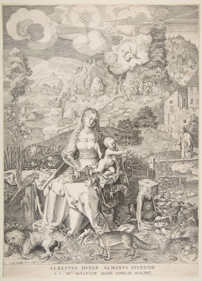 Neitsyt ja lapsi maisemassa, n. 1597. tekijältä Aegidius Sadeler II