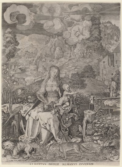 Neitsyt ja lapsi maisemassa tekijältä Aegidius Sadeler II after Albrecht Dürer