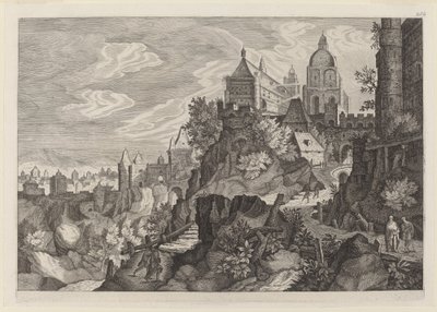Rocky Maisema Böömissä tekijältä Aegidius Sadeler II after Pieter Stevens