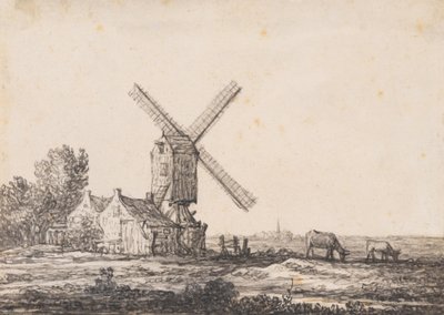Maisema, jossa on tuulimylly tekijältä Aelbert Cuyp