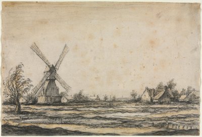 Maisema tuulimyllyllä lähellä maalaistaloa tekijältä Aelbert Cuyp