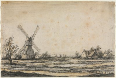 Maisema tuulimyllyllä lähellä maalaistaloa, 1642-1644. tekijältä Aelbert Cuyp