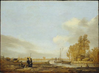 Jokimaisema ja kävelysilta tekijältä Aelbert Cuyp