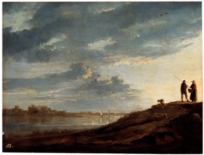 Auringonlasku joen yli, 1650-luku. tekijältä Aelbert Cuyp