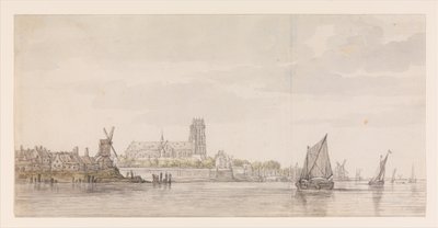 Näkymä Dordrechtin Grote Kerkille Maasjoelta tekijältä Aelbert Cuyp