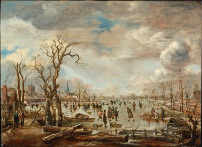 Talvimaisema jäänautintojen kera, c. 1655 tekijältä Aert van der Neer