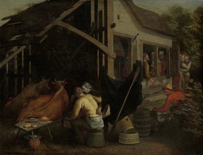 Pariskunnat rakastelevat Country Innissä tekijältä Aert Pietersz. (attributed to)