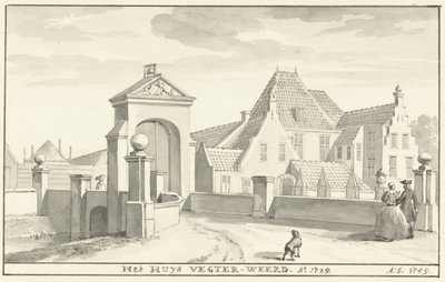 Hazathe Vechterweerd lähellä Zwollea vuonna 1729 Het HUYS VEGTER-WEERD Ao 1729 (otsikko esineessä) tekijältä Aert Schouman