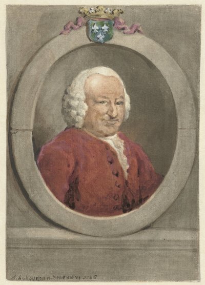 Johan Hudde Dedelin muotokuva, soikea, oikealla tekijältä Aert Schouman