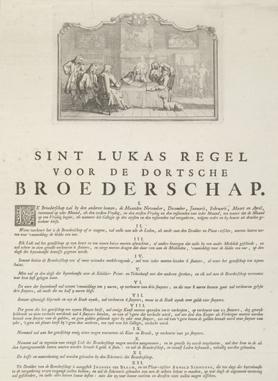 Dordrechtin Pyhän Luukkaan killan säännöt, 1736. tekijältä Aert Schouman