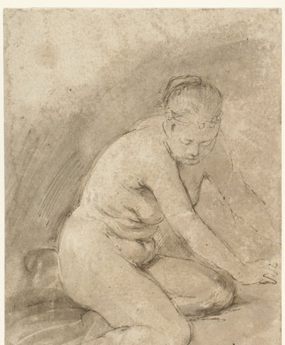 Polvistuva nainen alaston ojennettuina tekijältä Aert de Gelder (attributed to)