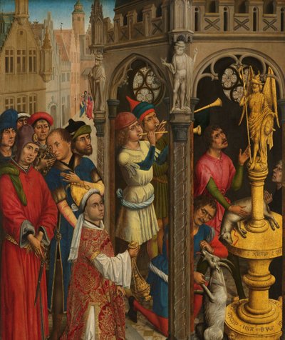Augustinus uhraamassa manikealaisten epäjumalalle (?) tekijältä Aert van den Bossche (attributed to)