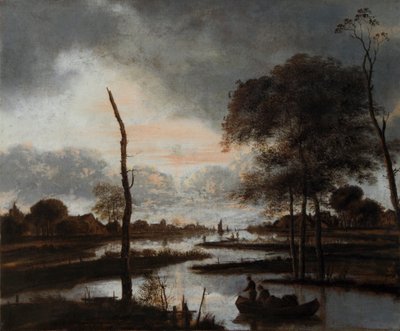 River View: Ilta (öljy kankaalle) tekijältä Aert van der Neer