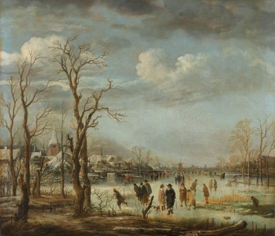 Jokinäkymä talvella, 1630-60 tekijältä Aert van der Neer