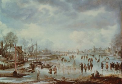 Talvikohtaus taitoluistelulla tekijältä Aert van der Neer
