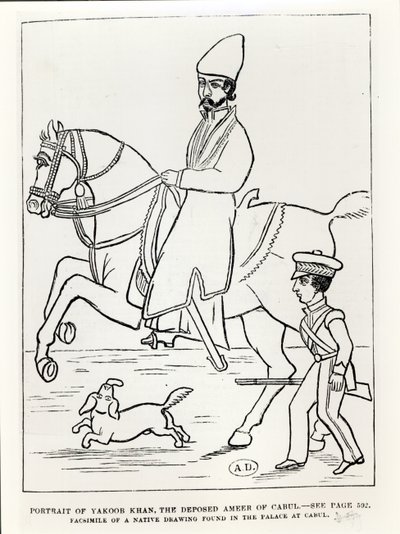 Faksimile muotokuvasta Muhammad Yaqub Khanista (1849-1923) Afganistanin emiiristä tekijältä Afghan School