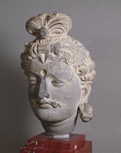 Bodhisattvan pää, kreikkalais-buddhalainen tyyli, Bunerista, 2. vuosisadalla (liuske) tekijältä Afghan School