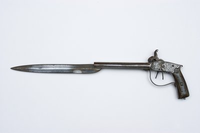 Kaksipiippuinen lyömäpistooli, n. 1840 (teräs, messinki ja torvi) tekijältä African