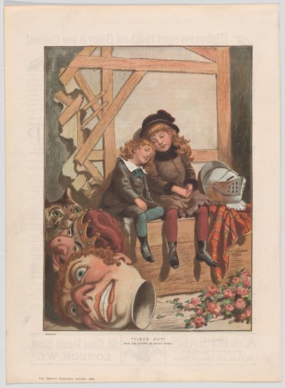 Väsynyt, The Graphic Christmas -numerosta, 7. joulukuuta 1885. tekijältä After Adrien Emmanuel Marie.