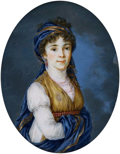 Puolalainen: Miniatyyri prinsessa Anna Grigorievna Belosselsky-Belozersky (1773-1846). tekijältä after Élisabeth Louise Vigée Le Brun