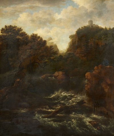 Vuoristomaisema ja vesiputous tekijältä after Jacob van Ruisdael