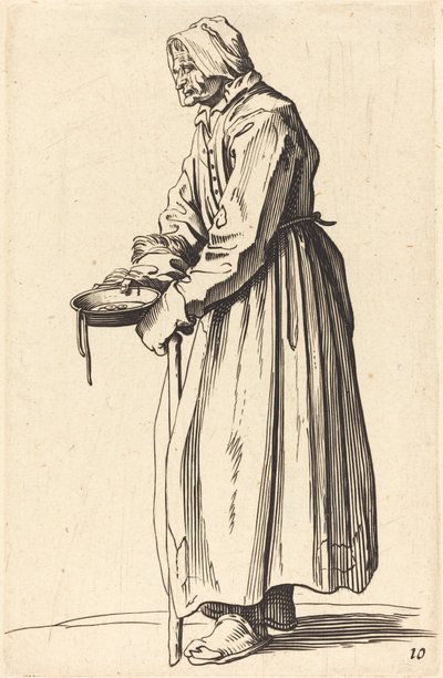Kerjäläinen nainen Panin kanssa tekijältä After Jacques Callot