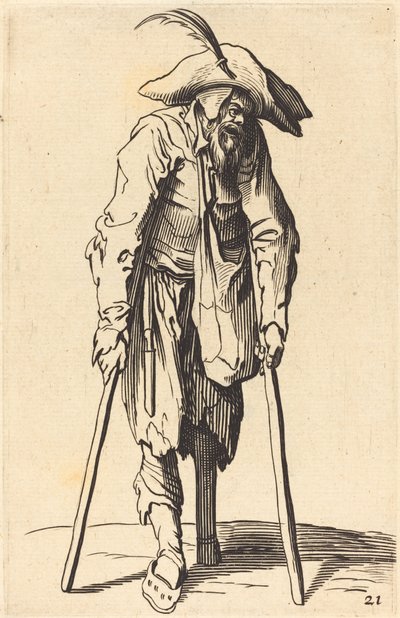Kerjäläinen puisella jalalla tekijältä After Jacques Callot