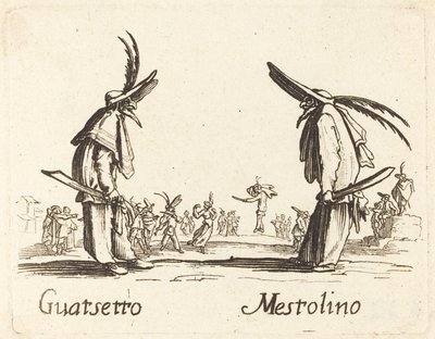 Guatsetto ja Mestolino tekijältä After Jacques Callot
