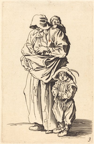 Äiti ja kolme lasta tekijältä After Jacques Callot