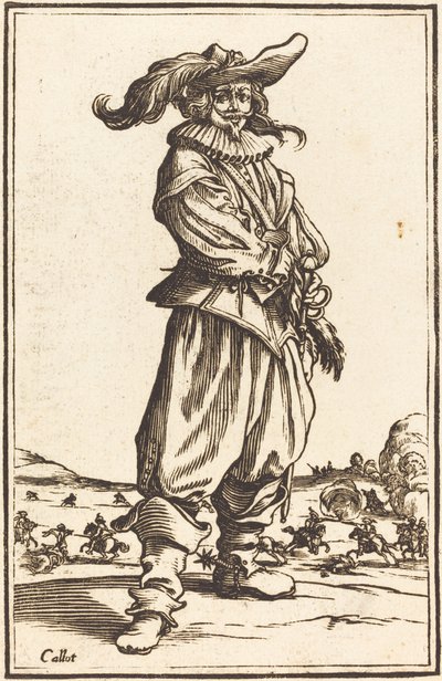 Sotilas, jolla on sulkahattu tekijältä After Jacques Callot