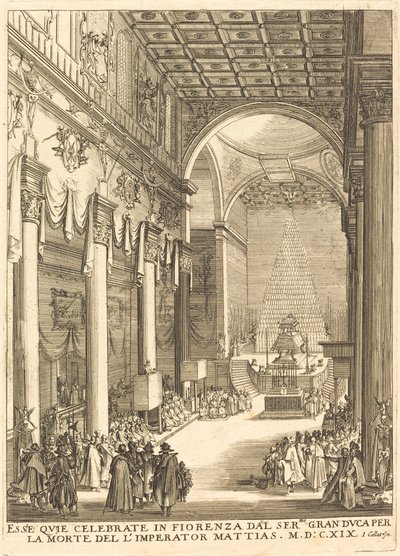 Keisari Mathiasin katafalkki tekijältä After Jacques Callot