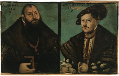 Johann Friedrich I, suurmielinen, Saksin kruununvalitsija ja Johann Ernst Saksin kruununvalitsija. tekijältä after Lucas Cranach the Elder