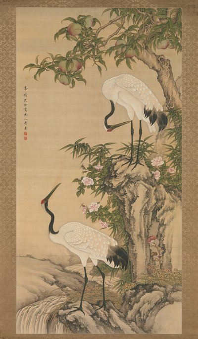 Nosturit, persikkapuu ja kiinalaiset ruusut, 1700-luvun alku. tekijältä After Shen Quan