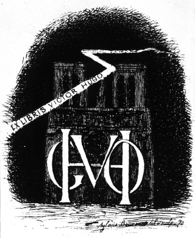 Victor Hugon ex-libris tekijältä Aglaüs Bouvenne