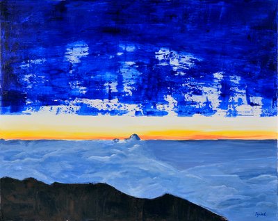 Rinjani, 2017 (akryyli kankaalle) tekijältä Agnes Girardon
