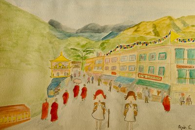 The Voyage, Dharamsala, 2015, akvarelli paperille tekijältä Agnes Girardon