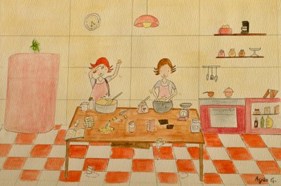 Matka, Keittiö, 2015, akvarelli paperille tekijältä Agnes Girardon