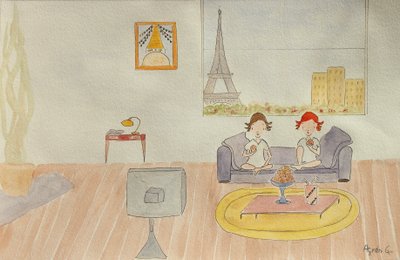 The Voyage, sala de estar, 2015, aquarela sobre paperfinnish tekijältä Agnes Girardon