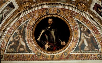 Cosimo I de Medicin, Toscanan suurherttua ja Francesco I:n isän muotokuva (maalaus liuskekivelle tekijältä Agnolo (after) Bronzino