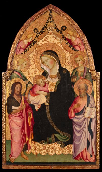 Nöyryyden Madonna pyhimysten ja enkelien kanssa tekijältä Agnolo (circle of) Gaddi