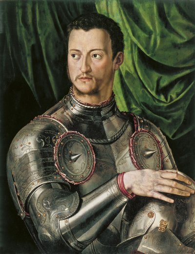Toscanan suurherttua Cosimo I de Medicin muotokuva 1519-1574 haarniskassa tekijältä Agnolo Bronzino