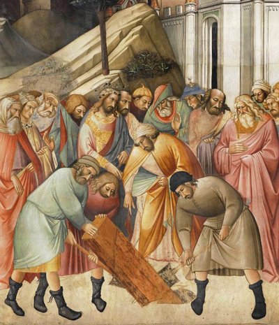 Kuningas Salomo hautaamassa yhtä ristin palkeista, noin 1380. tekijältä Agnolo Gaddi