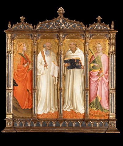 Pyhät Maria Magdaleena, Benedictus, Bernard Clairvaux ja Katariina Aleksandrialainen, noin 1380 tekijältä Agnolo Gaddi