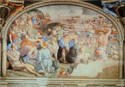 Punaisenmeren ylitys, Agnolo Bronzinon (1503-1572) fresko. Toledon Eleonoran kappeli, Palazzo Vecchio, Firenze. Italia tekijältä Agnolo Bronzino