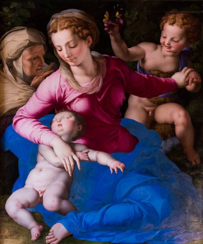 Madonna ja nukkuva lapsi, Saint Elizabeth ja Saint Giovannino tekijältä Agnolo Bronzino