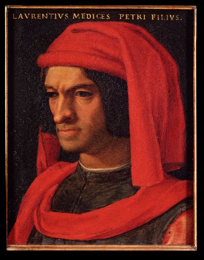 Laurent the Magnificentin muotokuva (Lorenzo il Magnifico) (öljy kuparille) tekijältä Agnolo Bronzino