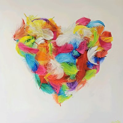 Sulkien sydän, 2023 (öljy kankaalle) tekijältä Agnès Lefèvre