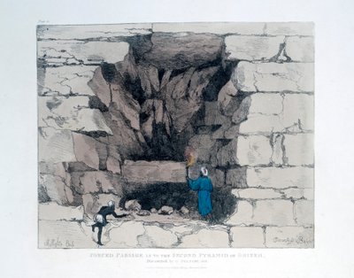 Pakkokulku Gizan toisessa pyramidissa Egyptissä, 1820 tekijältä Agostino Aglio