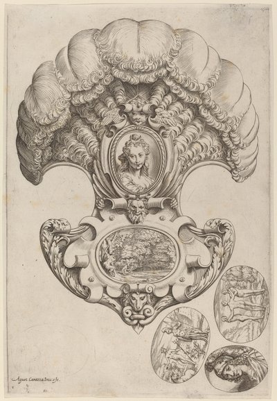 Päähine tuulettimen muodossa tekijältä Agostino Carracci